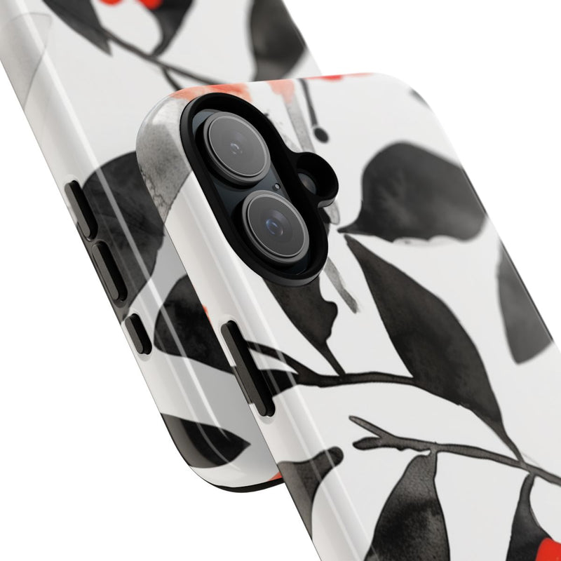 Rood-Zwart Waterverf Bloemenpatroon