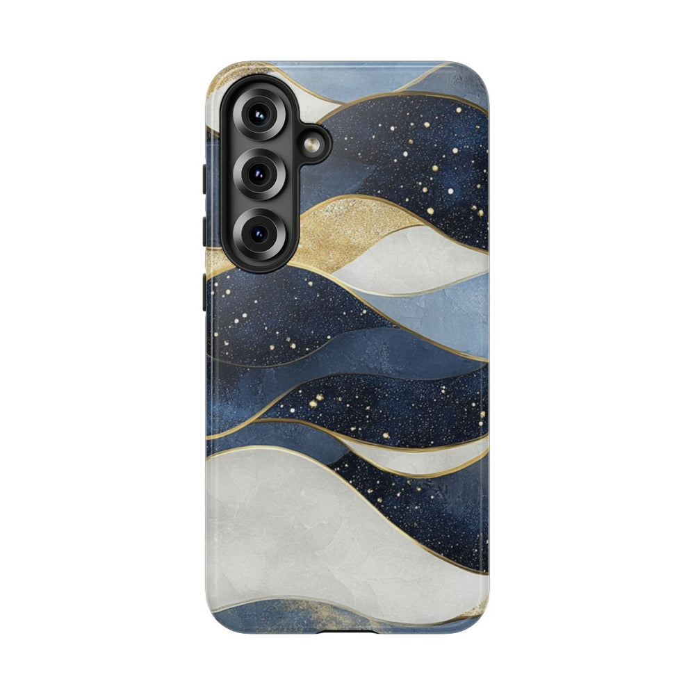 Abstract Blauw-Goud Golvenpatroon