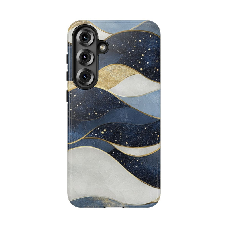 Abstract Blauw-Goud Golvenpatroon