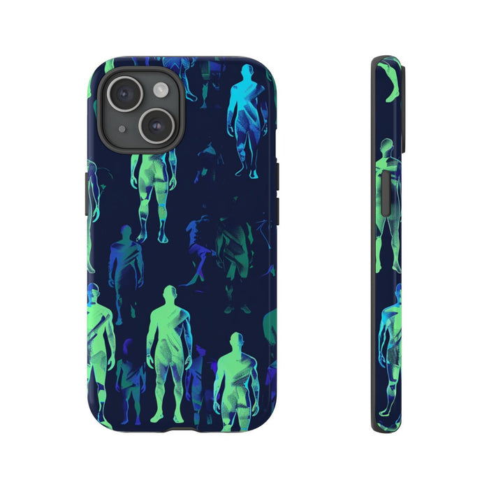 Blauw-Groene Neon Figurenpatroon