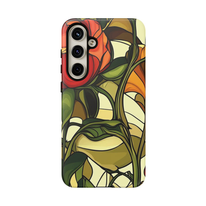 Abstracte Botanische Rood-Oranje Bloemen