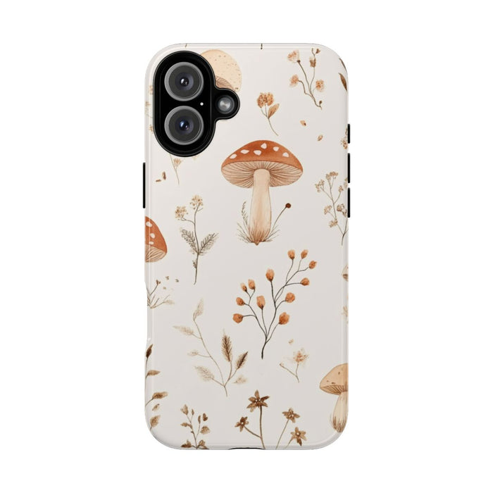 Bruine en Beige Paddenstoelen met Bloemrankenpatroon