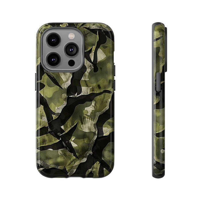 Groen Camouflagepatroon met Zwarte Abstracte Vormen