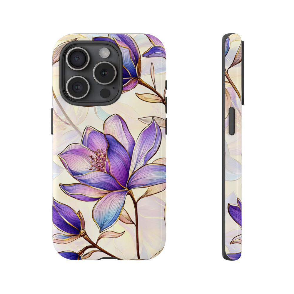 Paarse Magnolia's met Bloemenpatroon