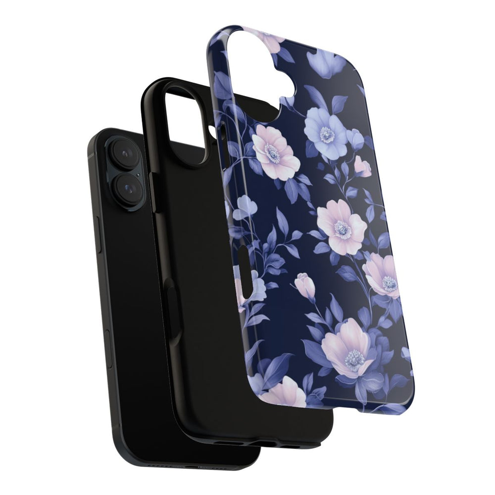 Elegant Blauw-Roze Bloemenpatroon