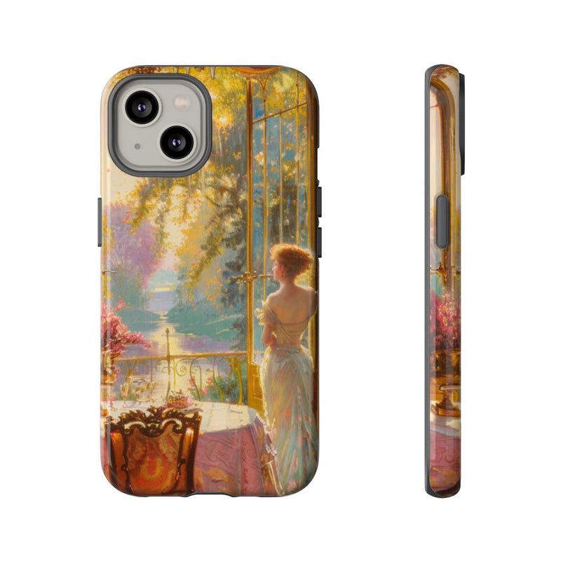 Elegante Vrouw in Zonovergoten Kamer met Bloemendecoratie