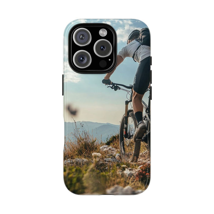 Mountainbiker op Rotsachtig Pad