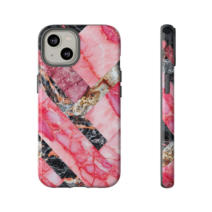 Roze en Zwart Geometrisch Marmerpatroon