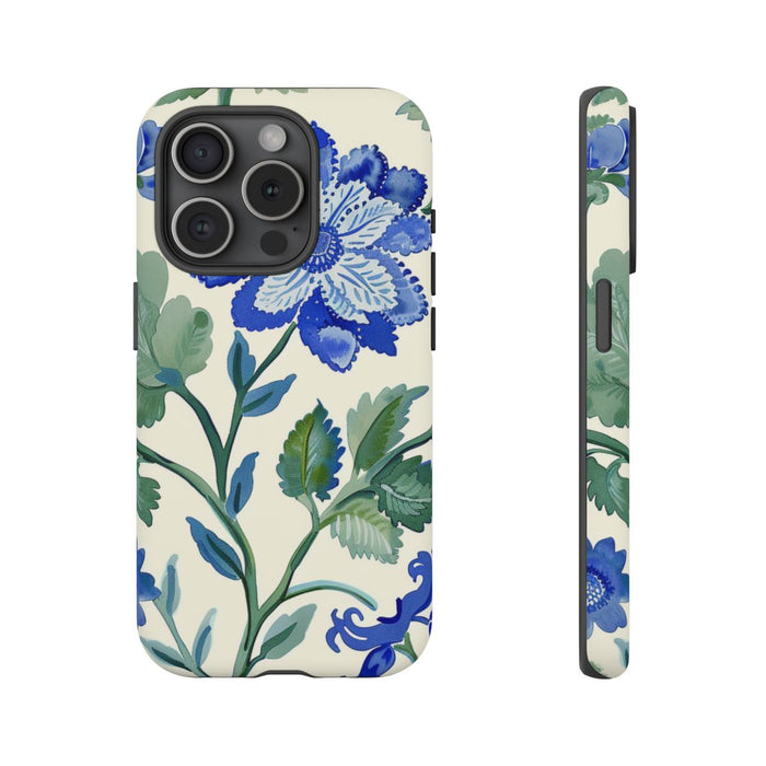 Blauw Waterverf Bloemenpatroon