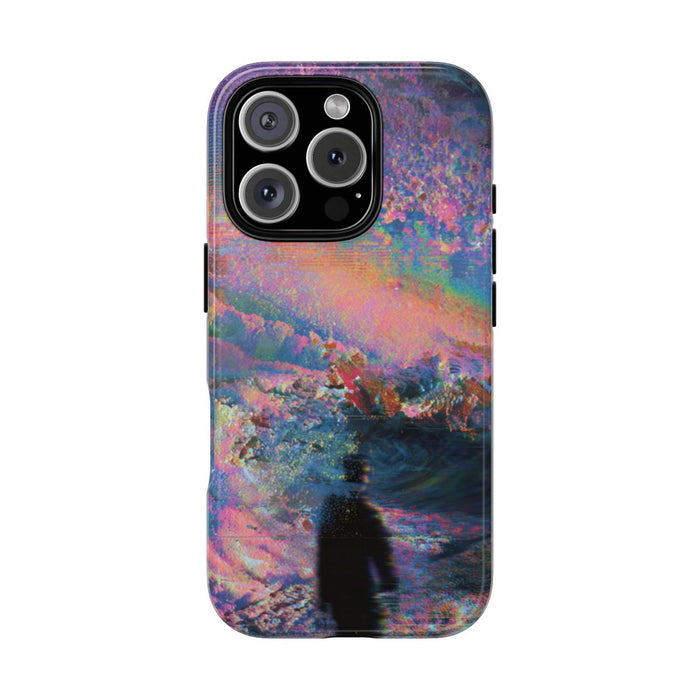 Abstracte Kleurrijke Kosmische Scene met Silhouet
