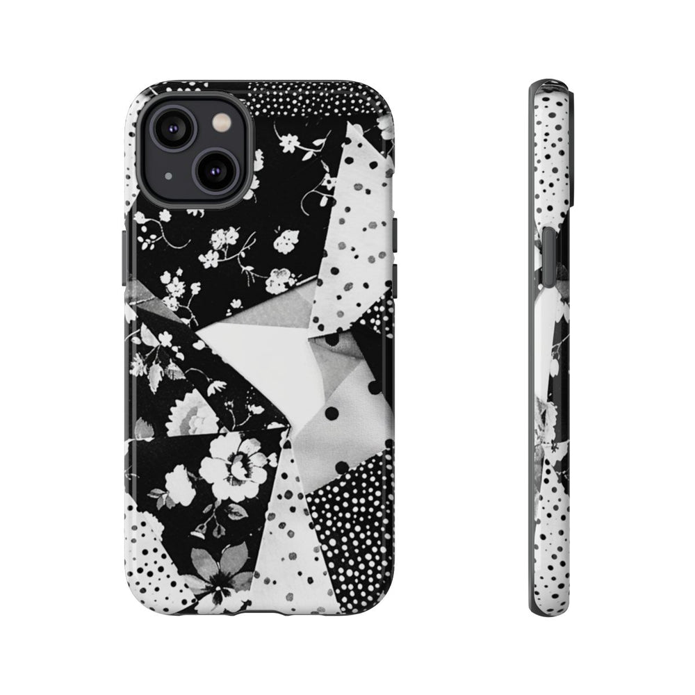 Monochrome Bloemen- en Polkadot Patchwork