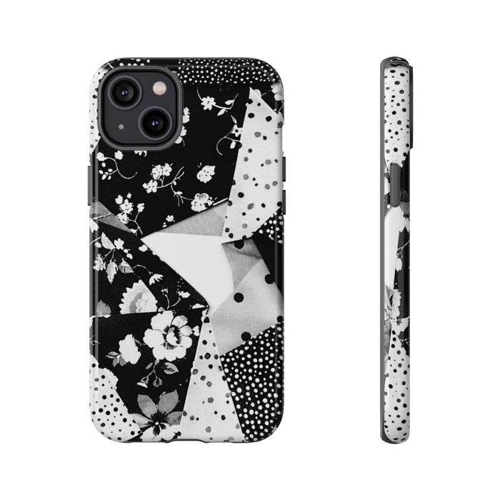 Monochrome Bloemen- en Polkadot Patchwork