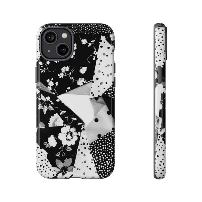 Monochrome Bloemen- en Polkadot Patchwork