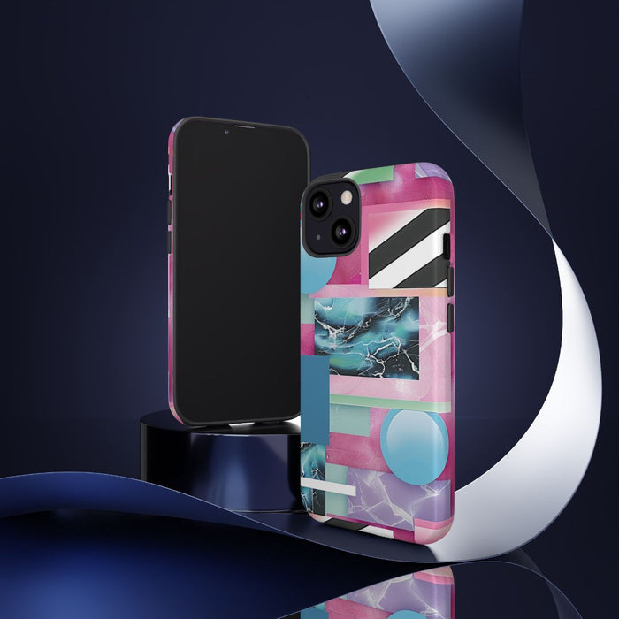 Abstract Geometrisch Patroon in Roze en Blauw