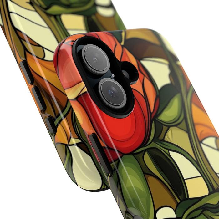 Rood-Oranje Art Nouveau Bloemmotief