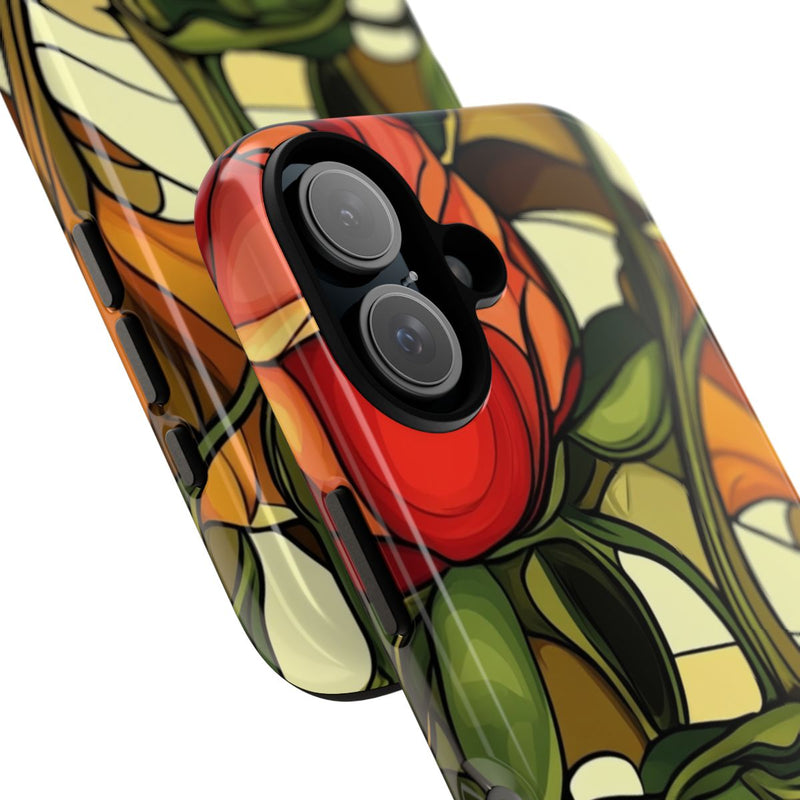 Rood-Oranje Art Nouveau Bloemmotief