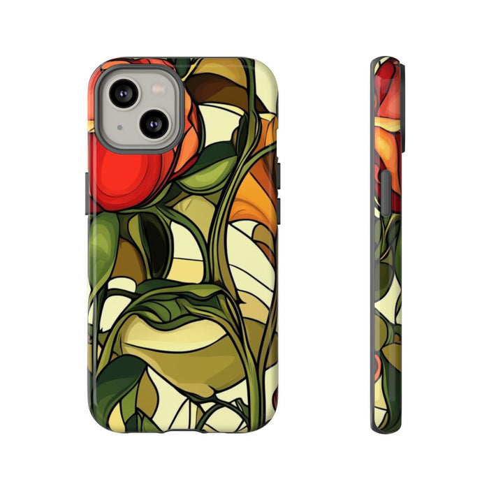 Rood-Oranje Art Nouveau Bloemmotief