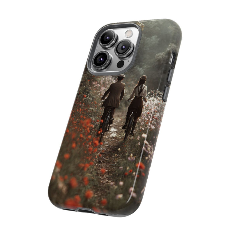 Fietsend Stelletje op Bloemenpad