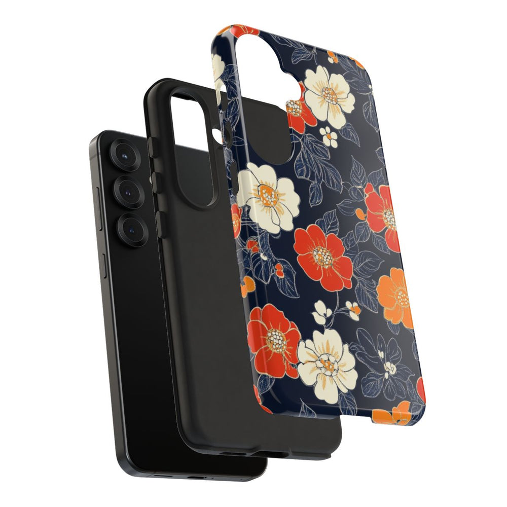Oranje en Witte Bloemenprint