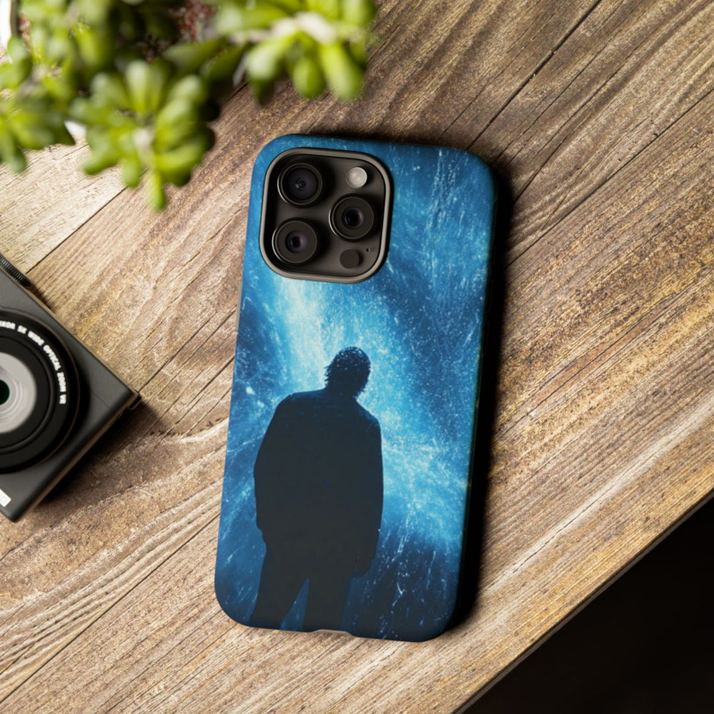 Silhouet met Blauwe Lichtflits