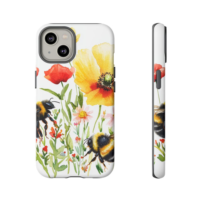 Aquarel Hommels met Veldbloemen