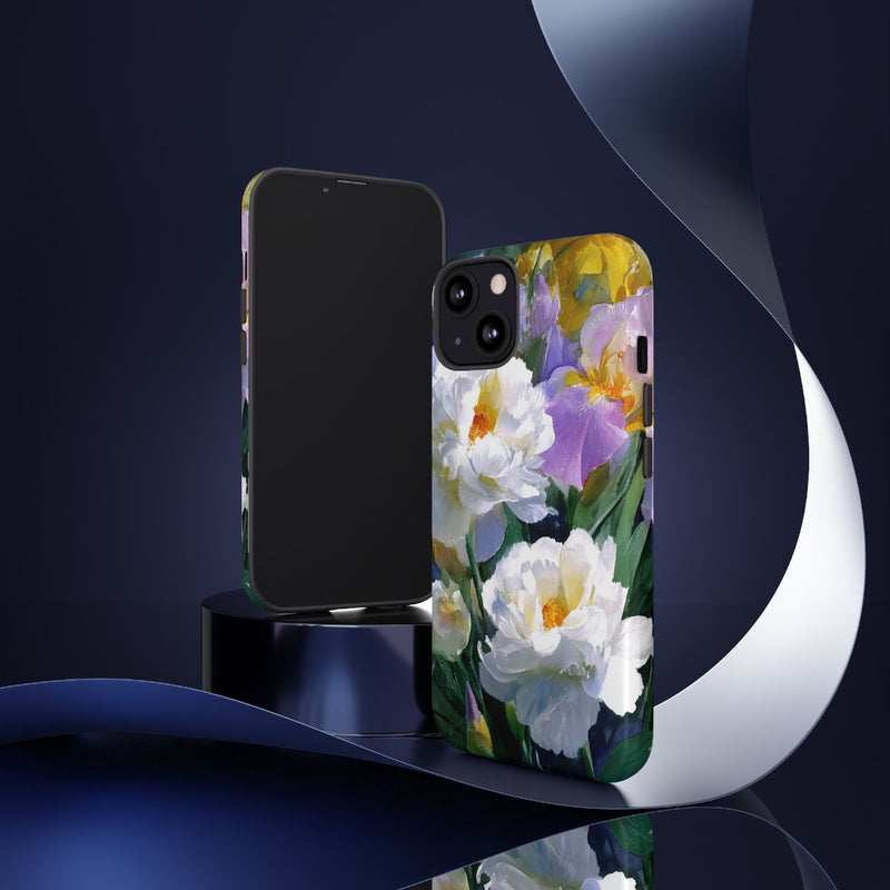 Grote Witte Pioenen en Lila Irissen