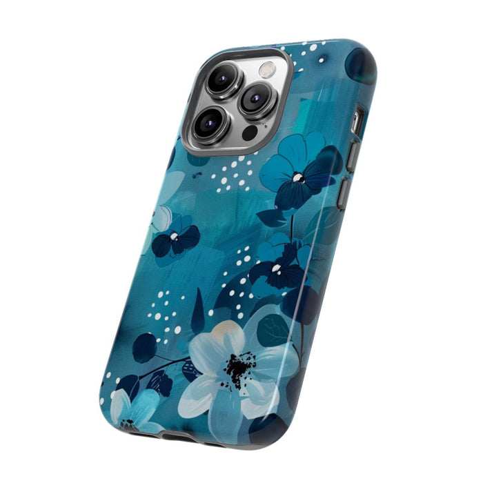 Turquoise Bloemenpatroon met Stippen