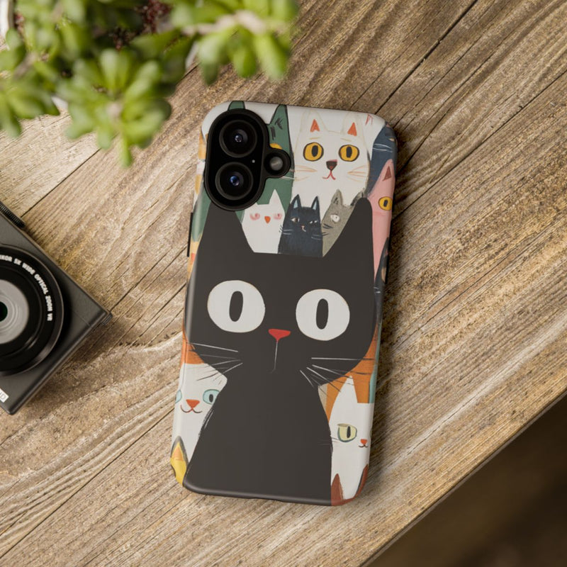 Vrolijke Cartoonkatten met Grote Zwarte Kat