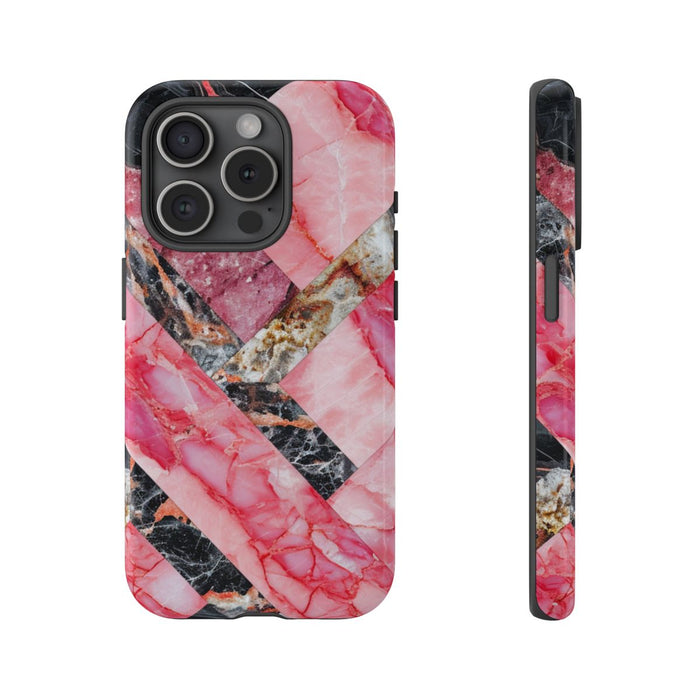 Roze en Zwart Geometrisch Marmerpatroon