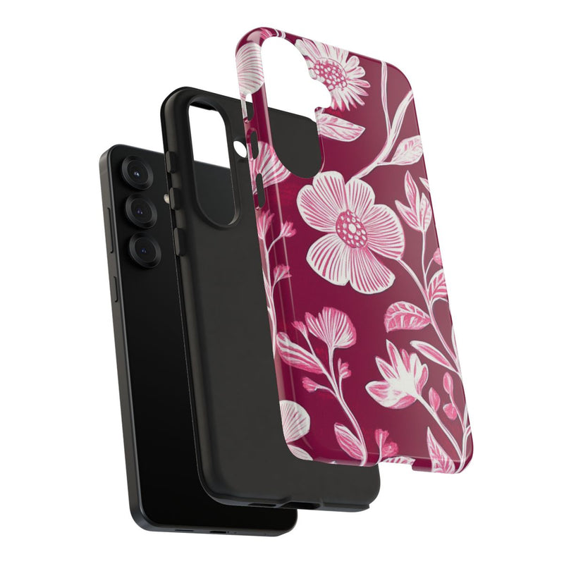 Roze en Witte Bloemenprint