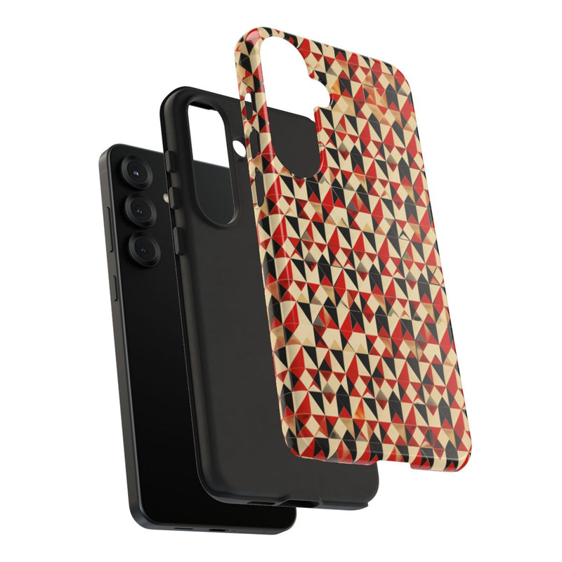 Geometrisch Abstract Patroon in Rood en Zwart