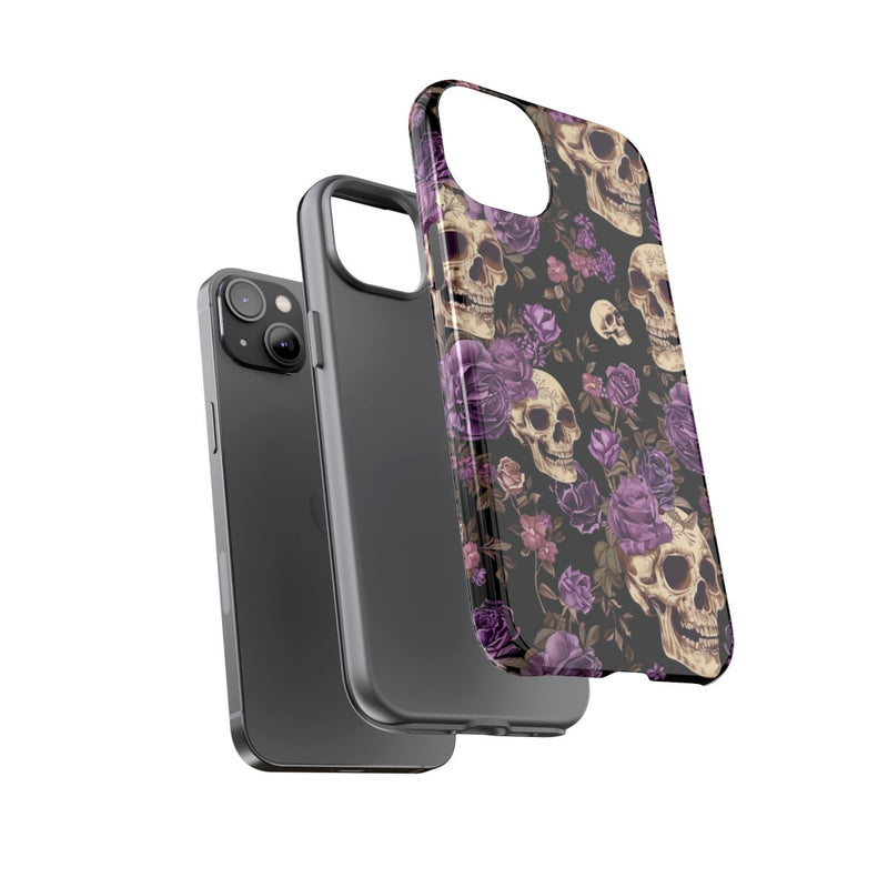 Paarse Rozen en Schedels Patroon