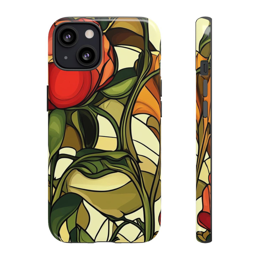 Rood-Oranje Art Nouveau Bloemmotief