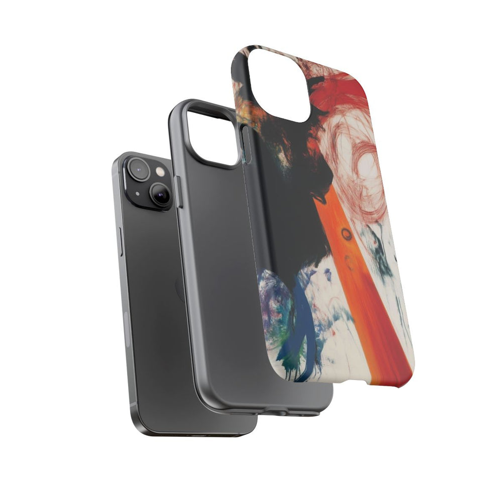 Abstracte Zwarte en Rode Penseelstreken