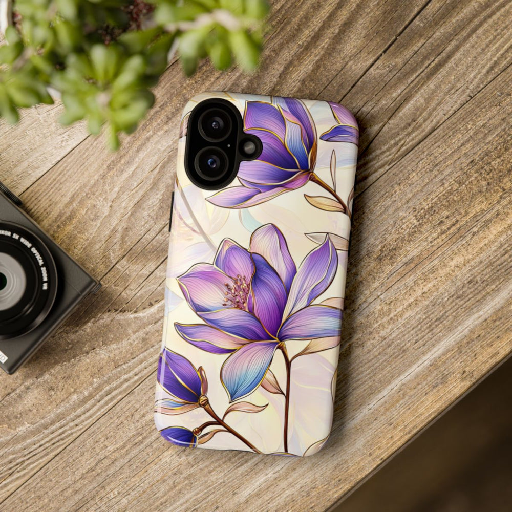 Paarse Magnolia's met Bloemenpatroon