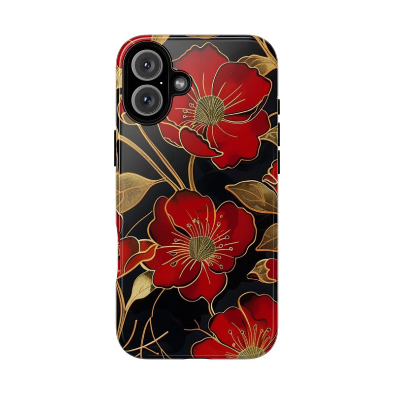 Rood-Gouden Bloemenpatroon