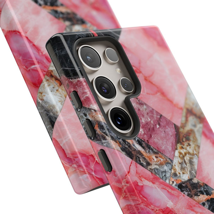 Roze en Zwart Geometrisch Marmerpatroon