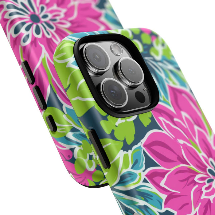 Vrolijk Bloemenpatroon met Roze en Blauwe Bloemen