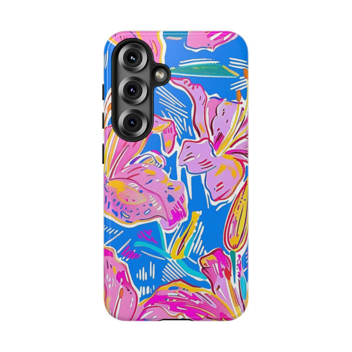 Felroze en Gele Bloemenprint