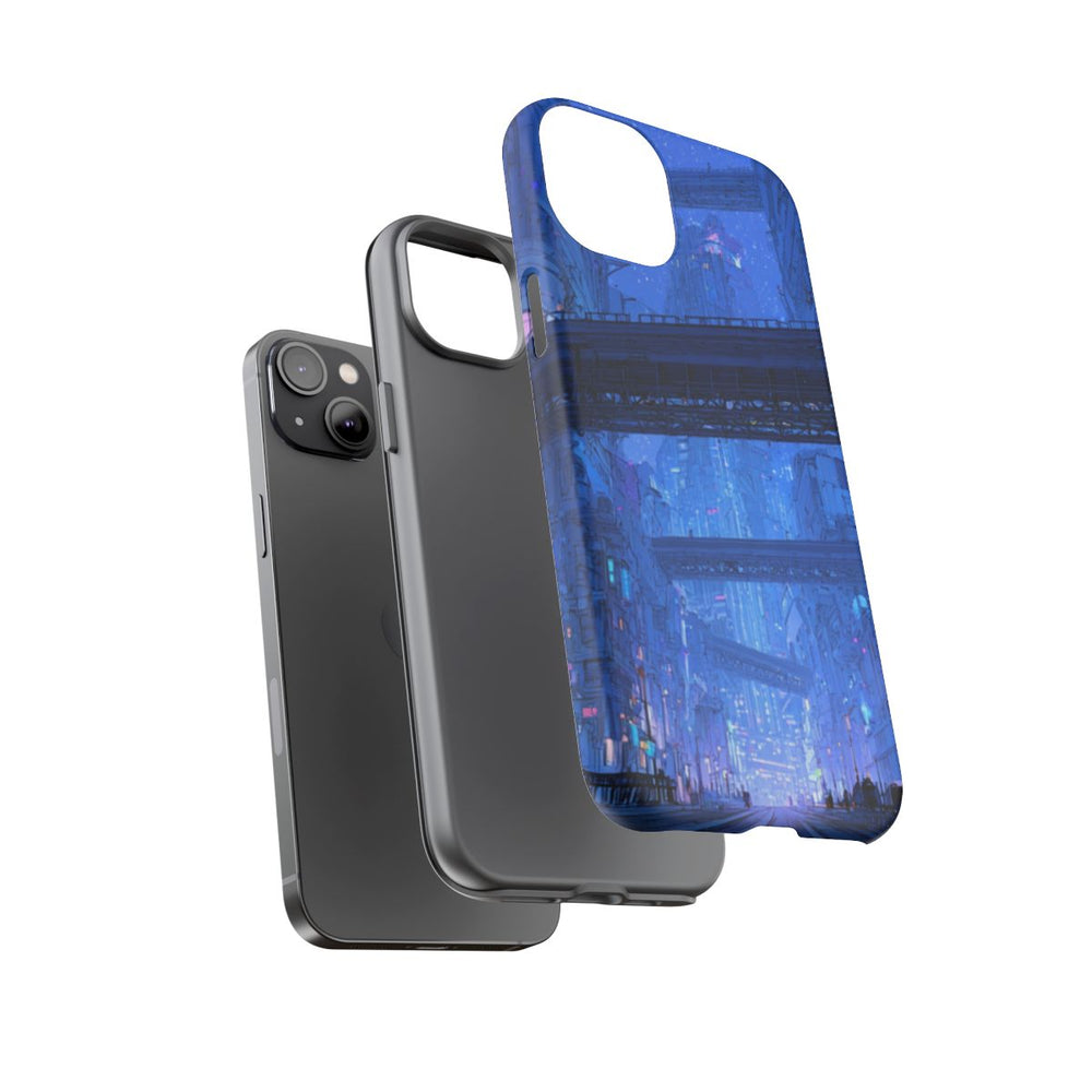 Futuristische Blauwe Stadsstraat