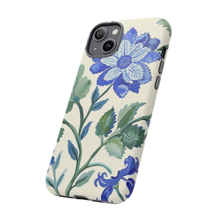Blauw Waterverf Bloemenpatroon