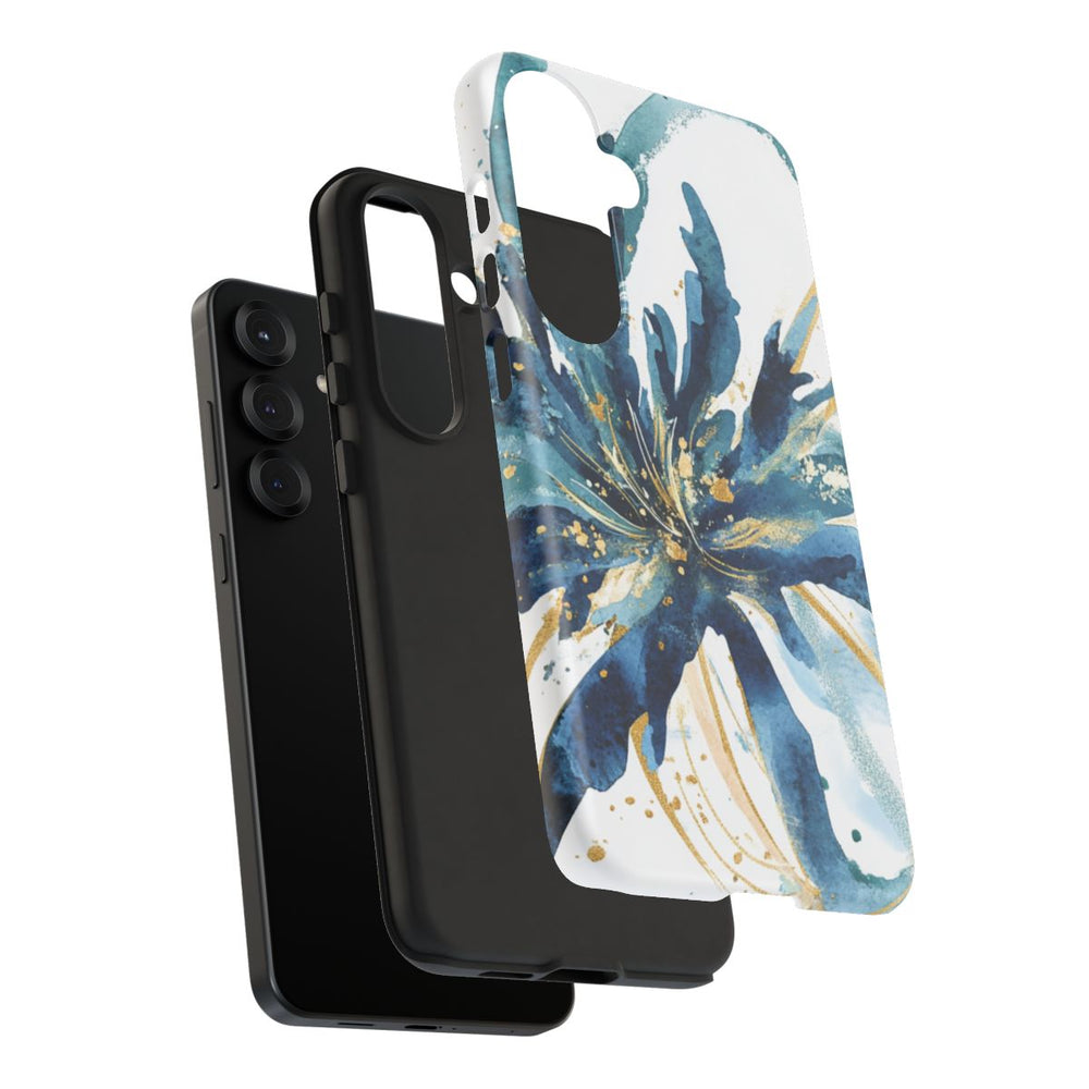 Abstracte Blauwe Bloemen Waterverf Design
