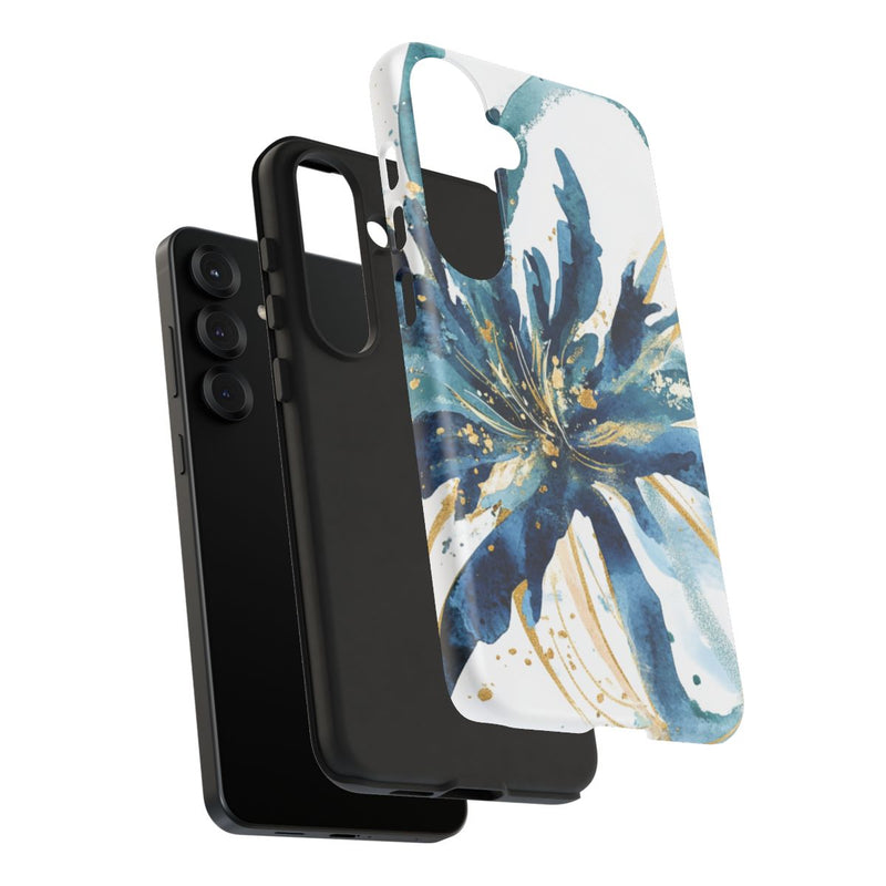 Abstracte Blauwe Bloemen Waterverf Design