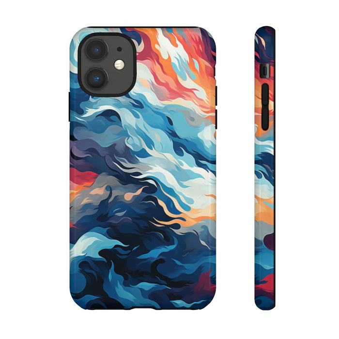 Abstracte Oceaangolven met Vurige Kleuren