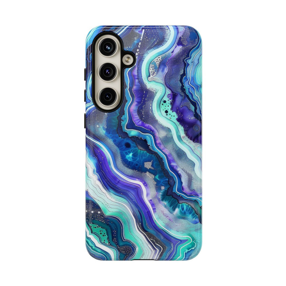 Blauw en Turquoise Geode Wervelpatroon