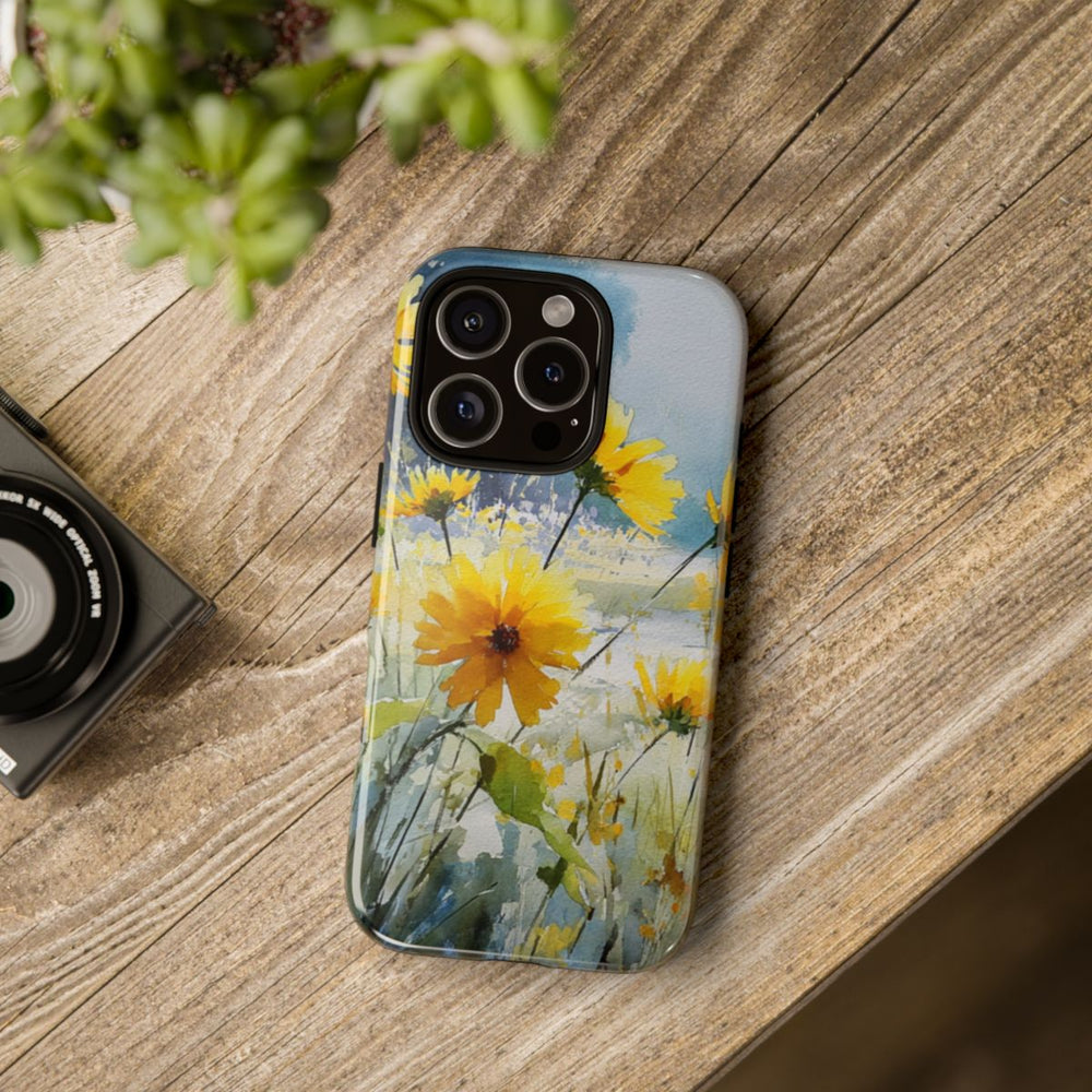 Gele Zonnebloemen in Pastelkleurig Landschap