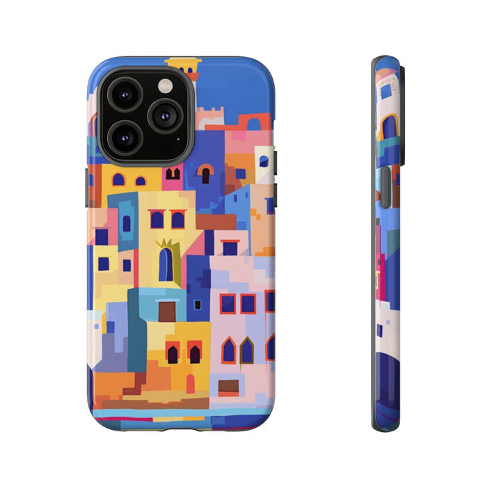 Kleurrijke Illustratie van een Kuststad