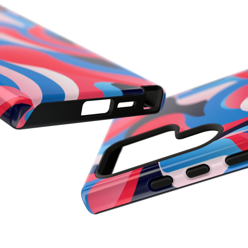 Blauw-Rood Abstract Golvend Patroon