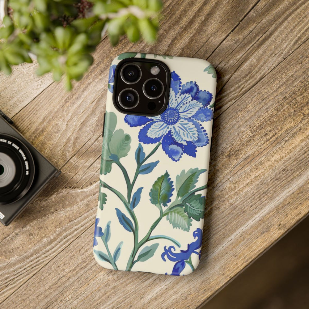 Blauw Waterverf Bloemenpatroon