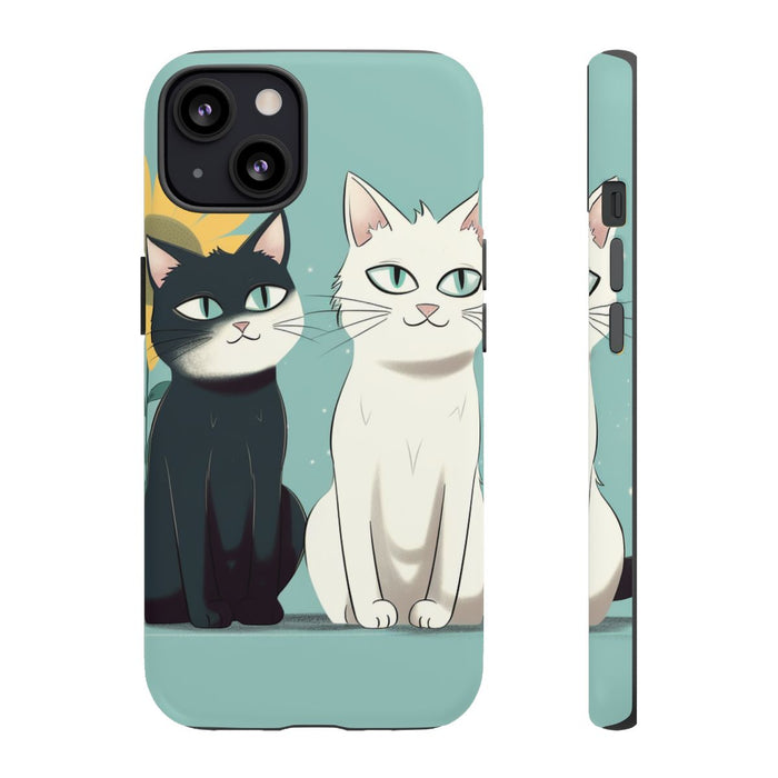Twee Cartoonkatten met Zonnebloem